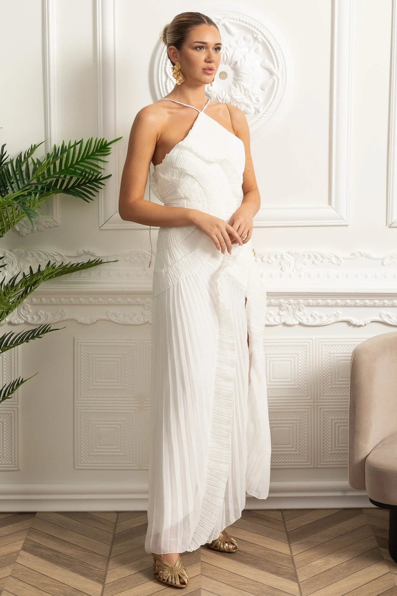 Lavanta Düşü – Akışkan Fırfırlı Midi Elbise