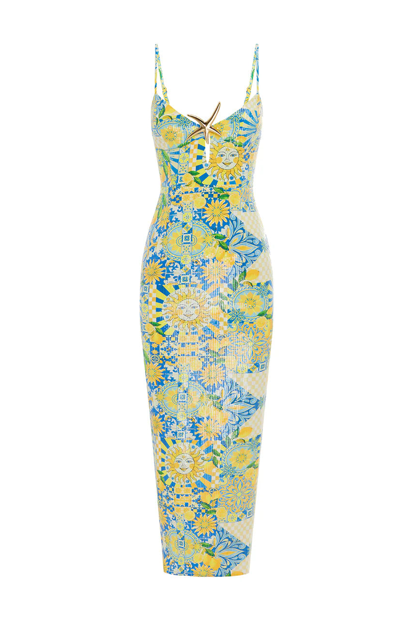 Benito Midi Elbise-OMBRE LİMON