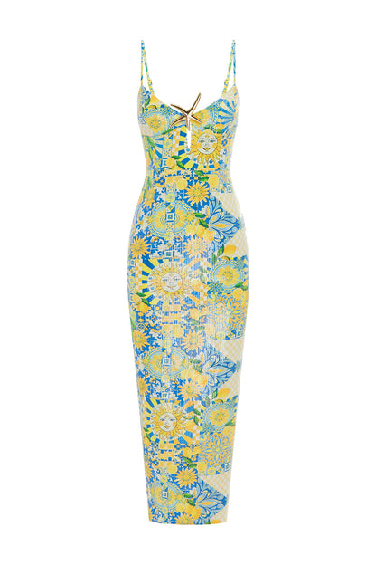 Benito Midi Elbise-OMBRE LİMON