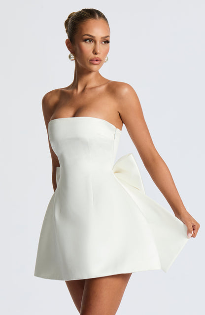 Abbey Mini Elbise – Ivory