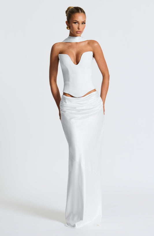Bernadette Saten Maxi Etek – Ekru