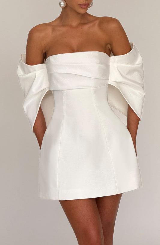Briella Mini Elbise – Ekru