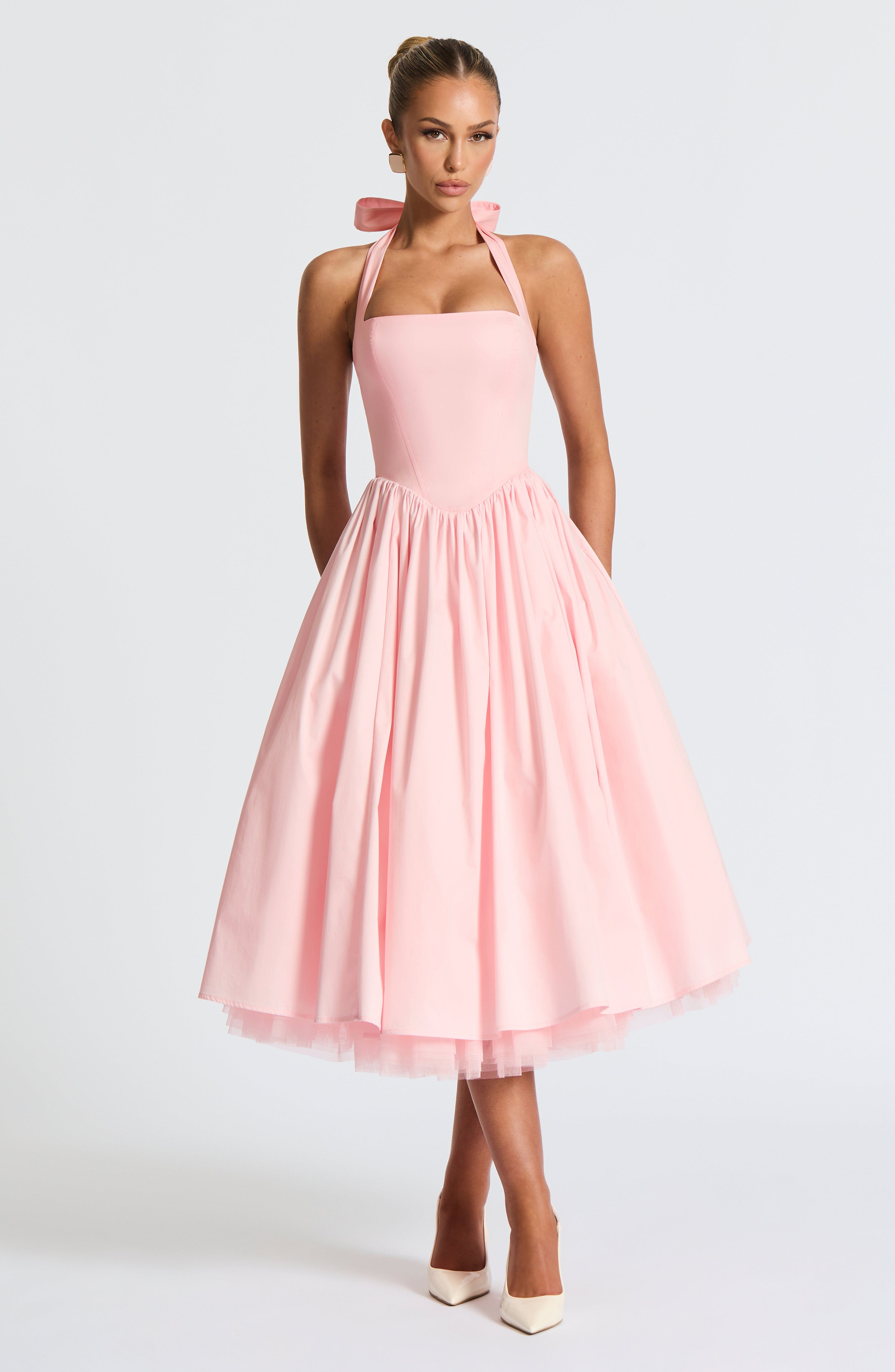 Cressida Pembe Midi Elbise