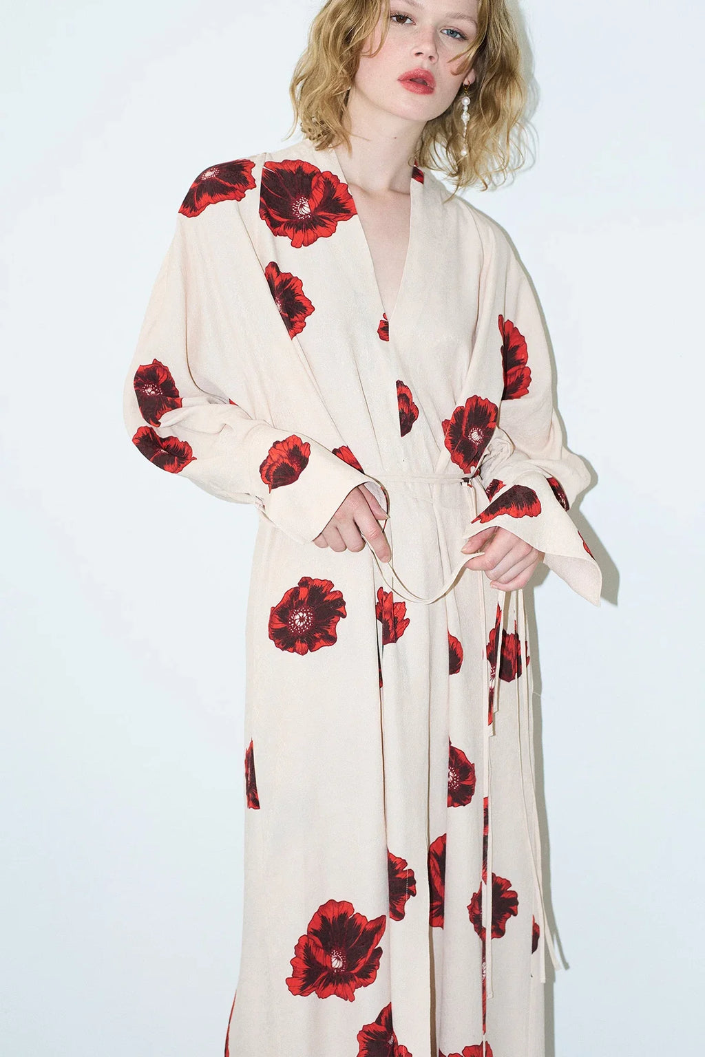 Crimson Bloom Kimono Set