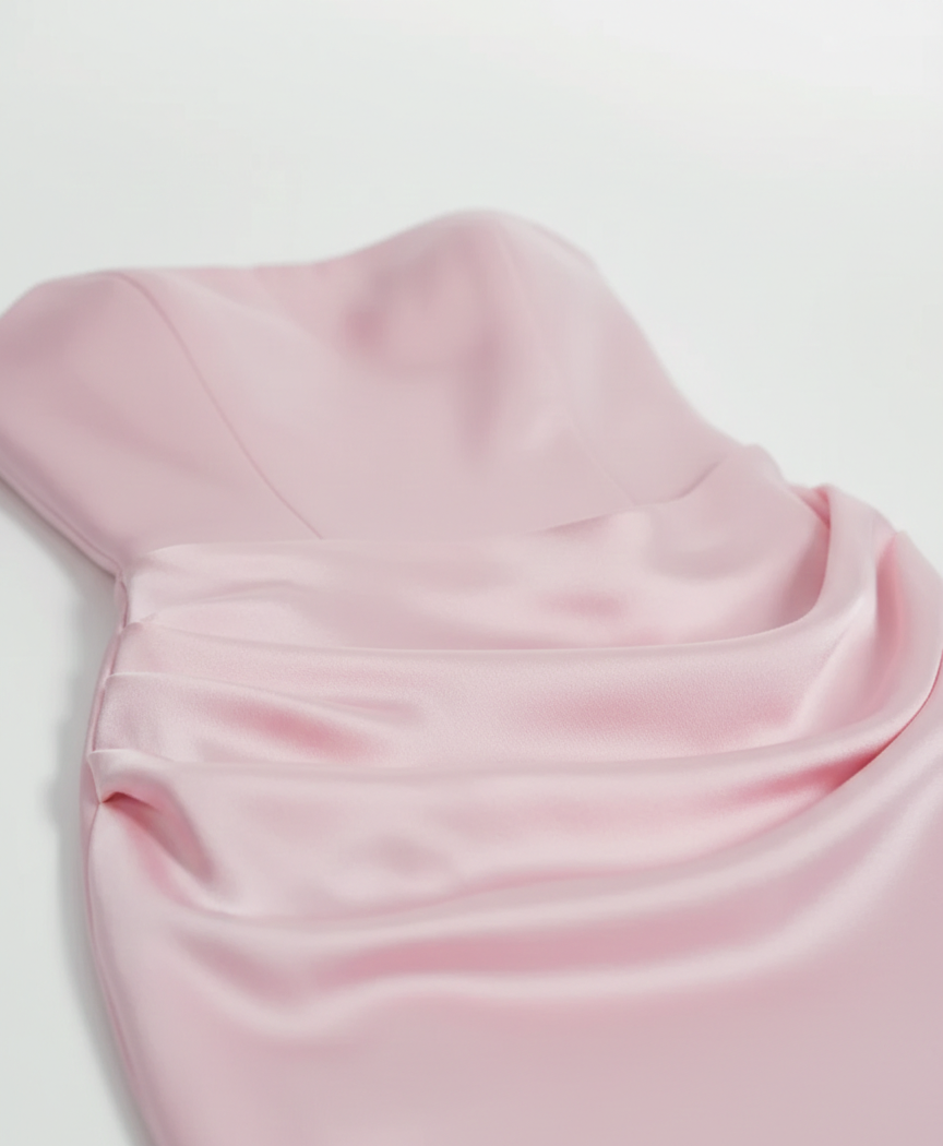 Geceye Karışan Hat – Drapeli Straplez Maxi Elbise