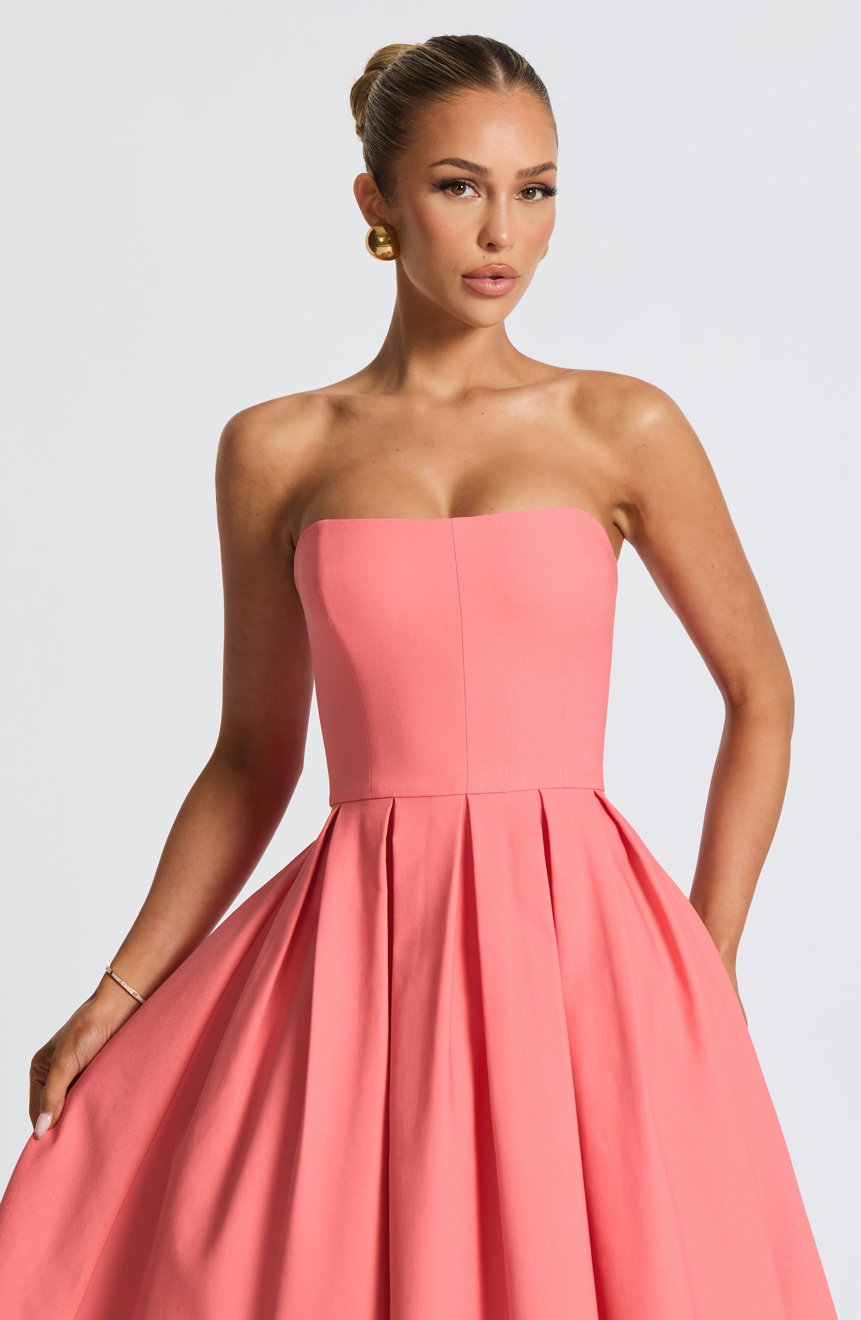 Edith Midi Elbise – Coral Pembe