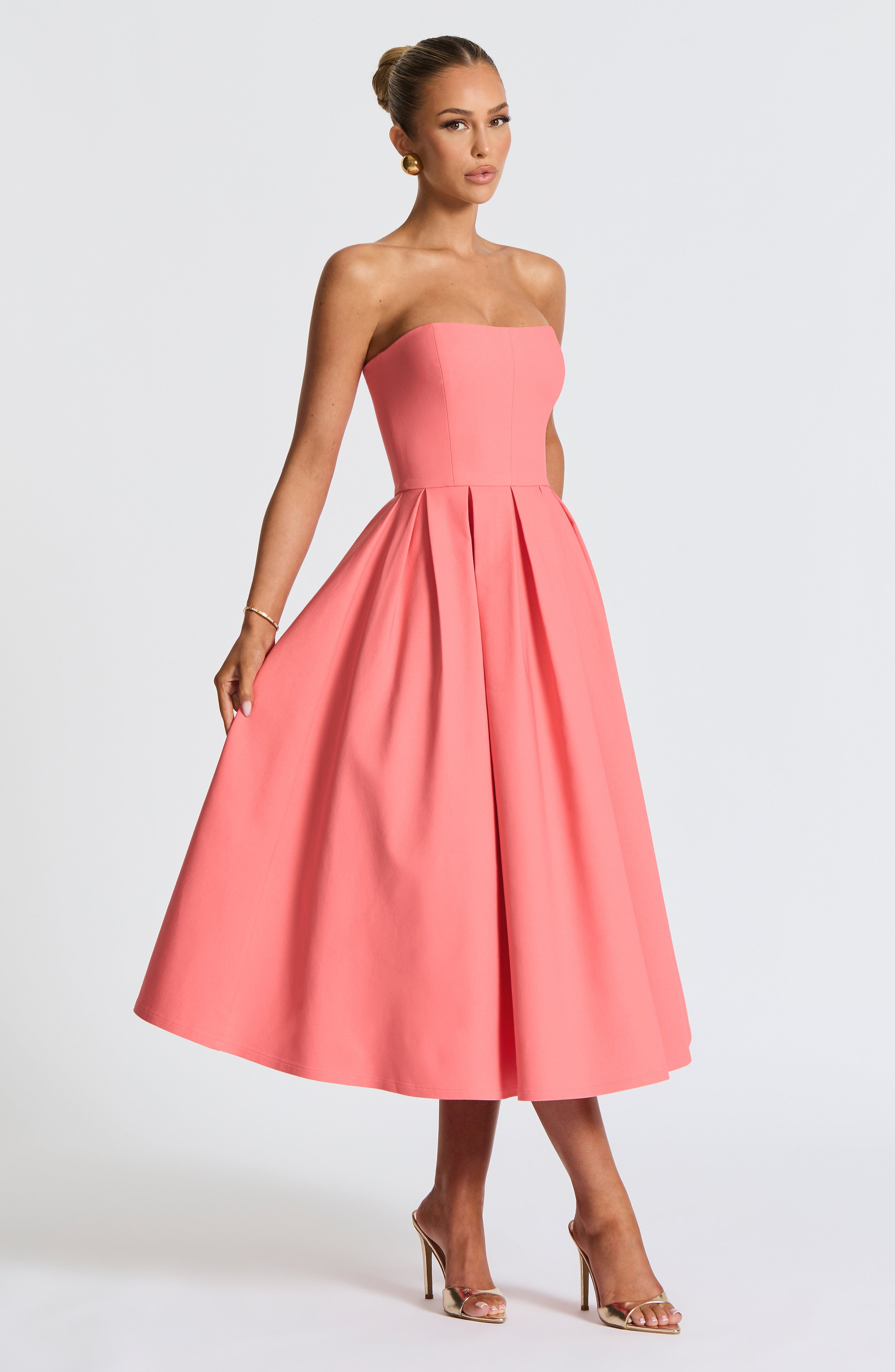Edith Midi Elbise – Coral Pembe