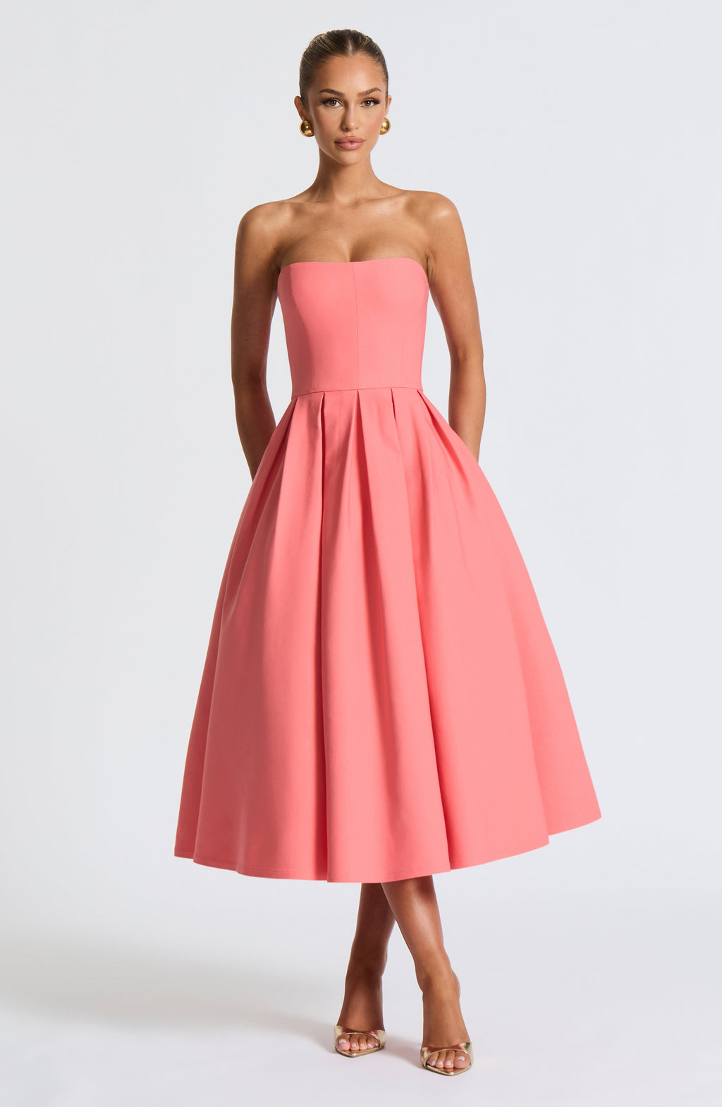 Edith Midi Elbise – Coral Pembe