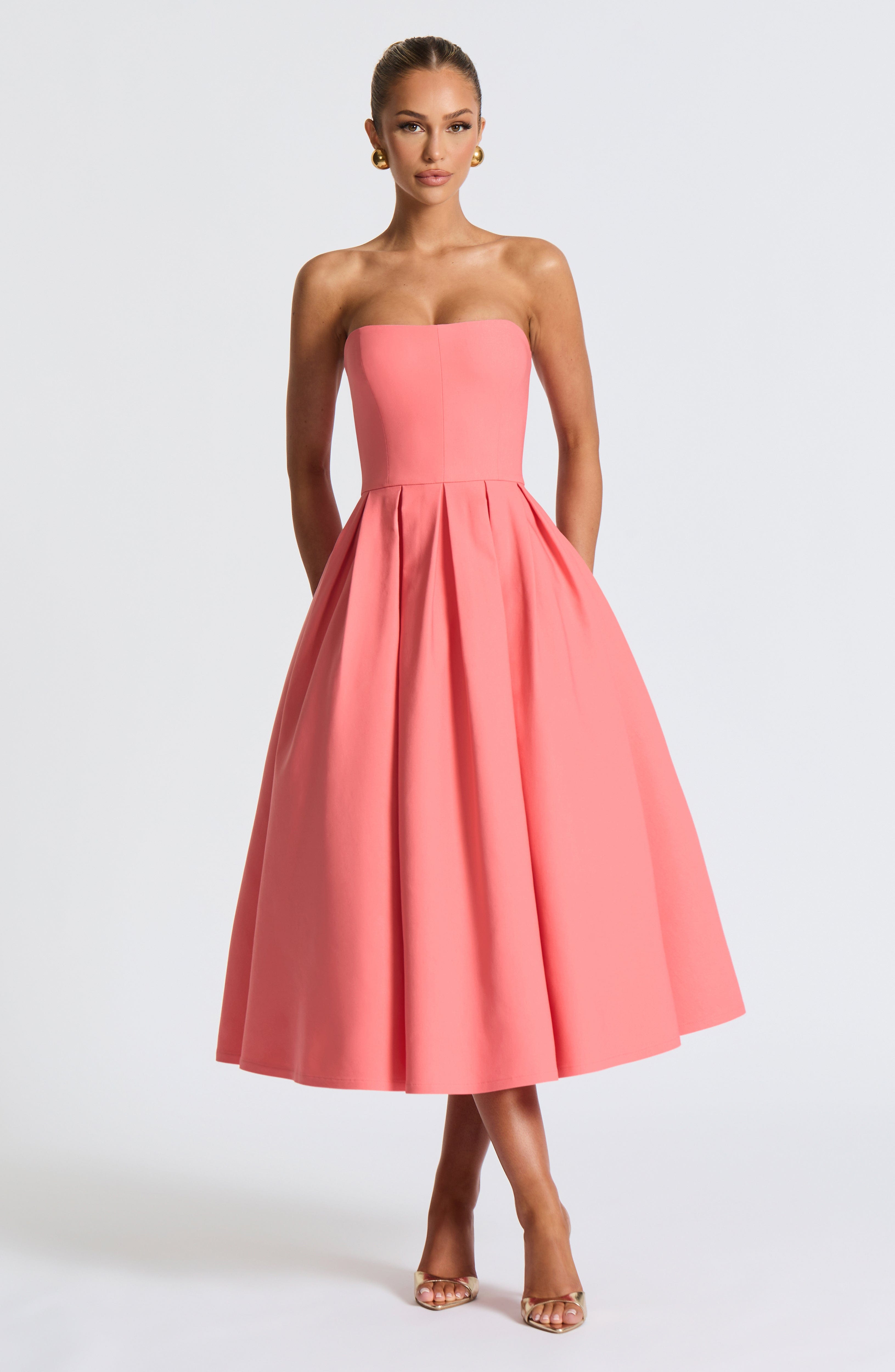 Edith Midi Elbise – Coral Pembe