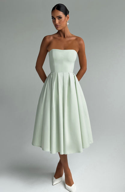 Edith Straplez Midi Elbise