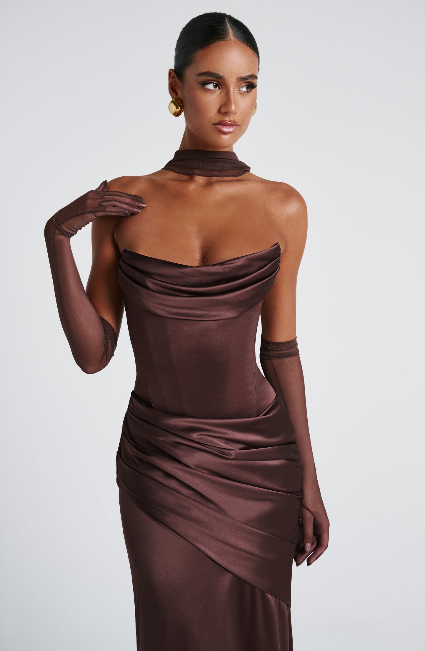 Ely Tül Eldiven – Plum Brown