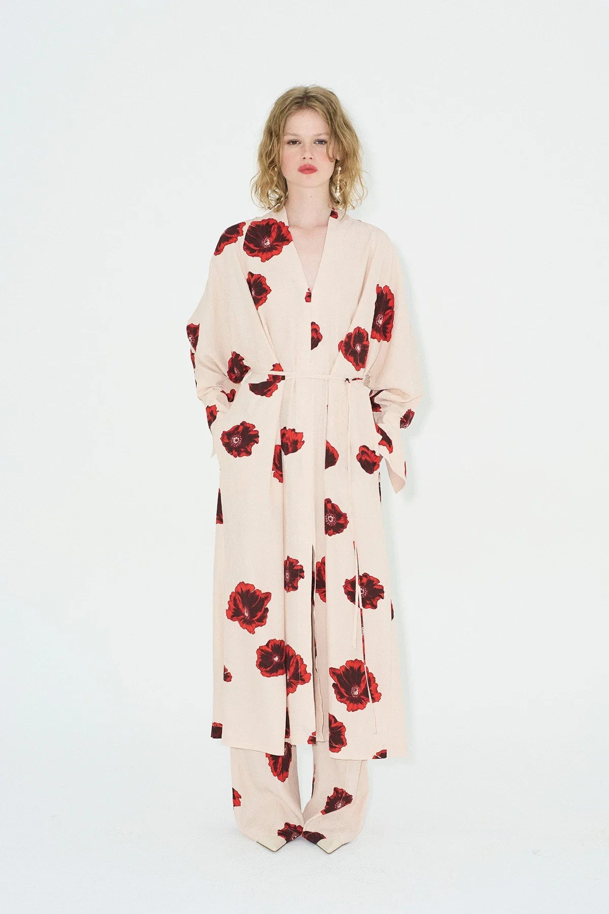 Crimson Bloom Kimono Set