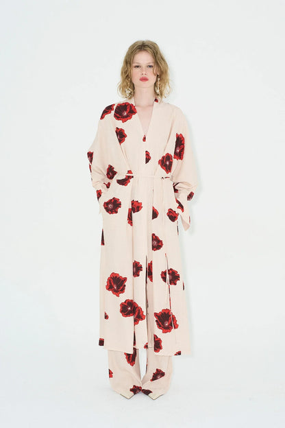 Crimson Bloom Kimono Set