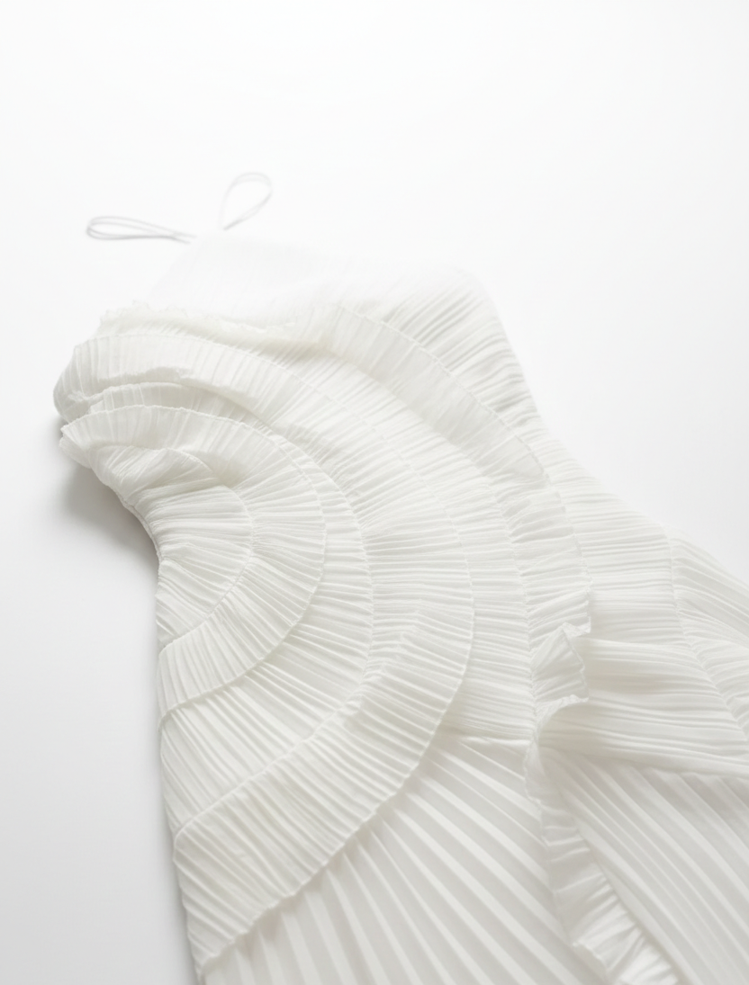 Lavanta Düşü – Akışkan Fırfırlı Midi Elbise