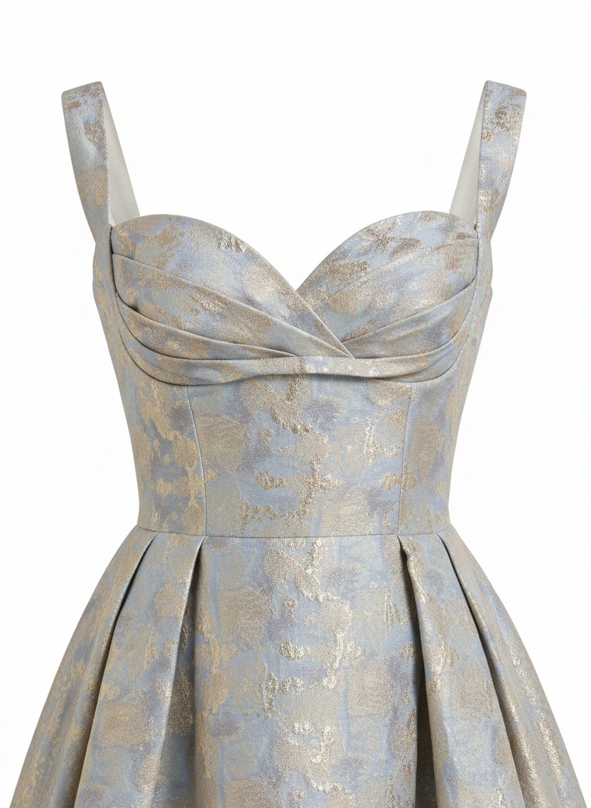 Işığın Hatırası – Brokar Dokulu Midi Elbise