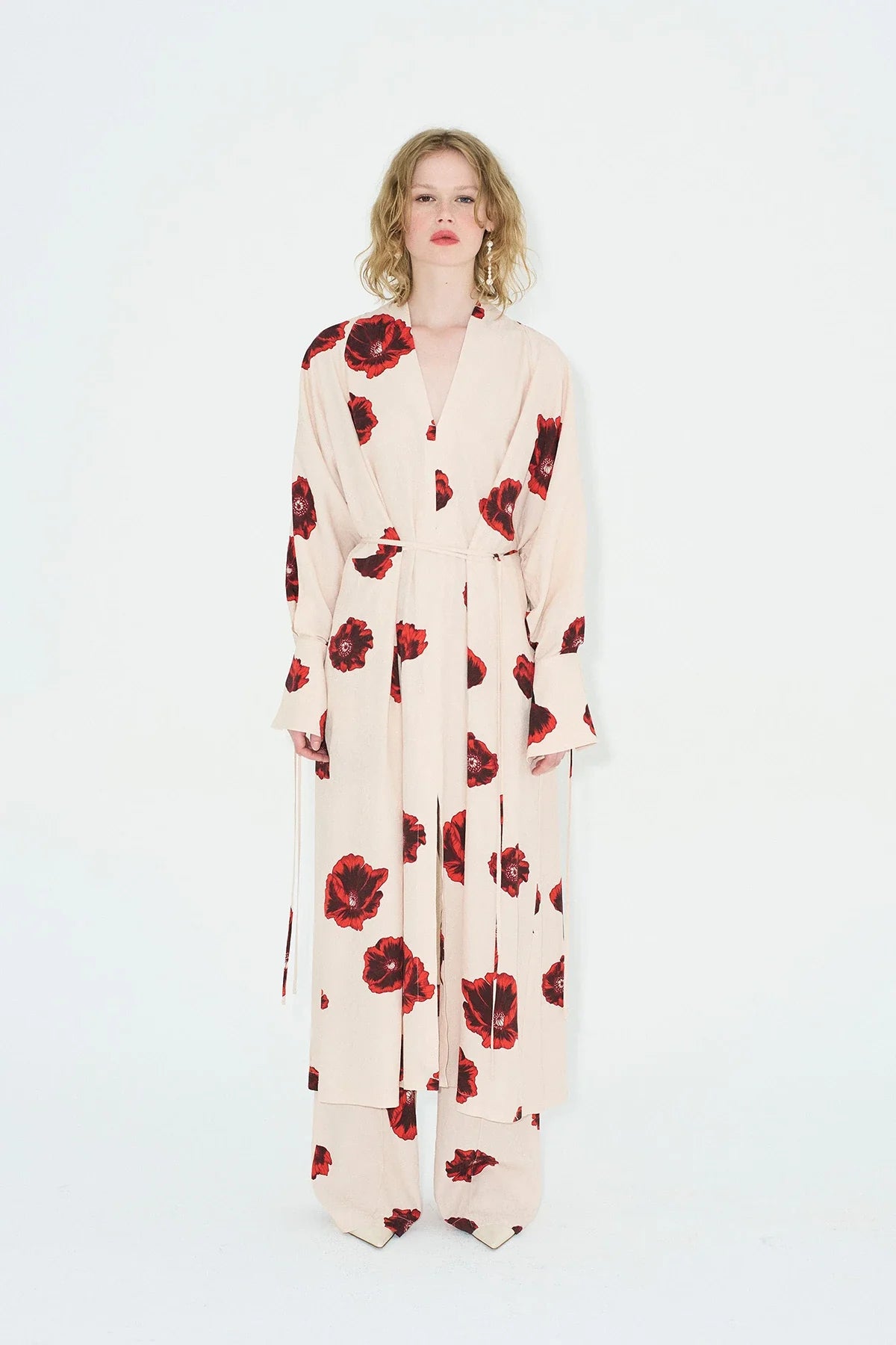 Crimson Bloom Kimono Set