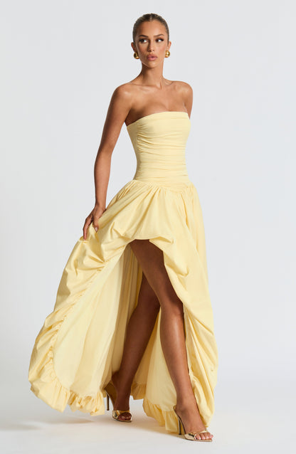 Jillian Maxi Elbise – Limon Sarısı