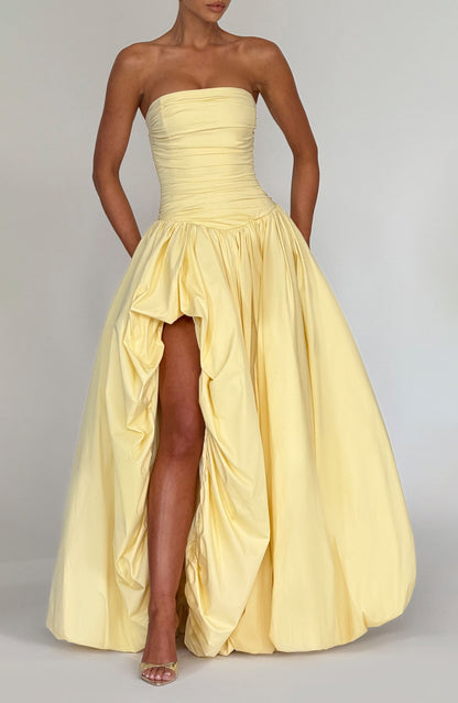 Jillian Maxi Elbise – Limon Sarısı
