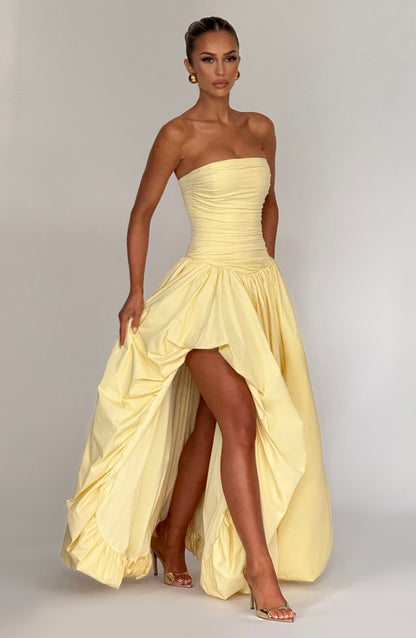 Jillian Maxi Elbise – Limon Sarısı