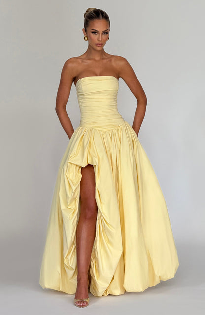 Jillian Maxi Elbise – Limon Sarısı