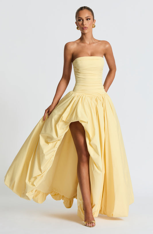 Jillian Maxi Elbise – Limon Sarısı