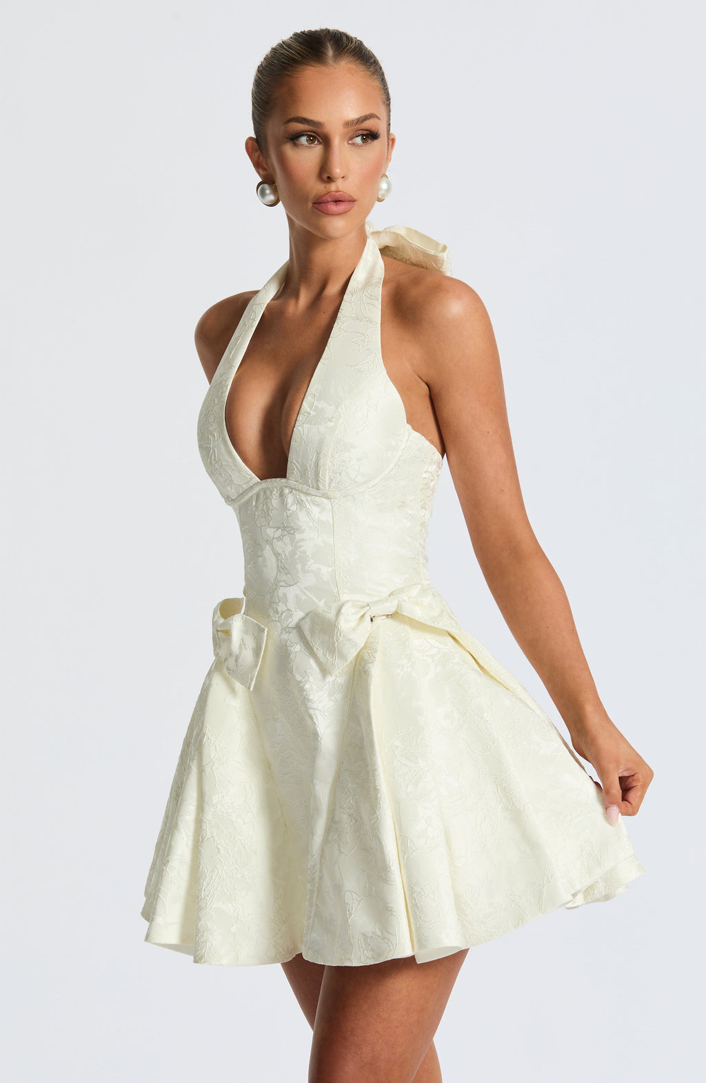 Jocelyn Mini Elbise – Ekru