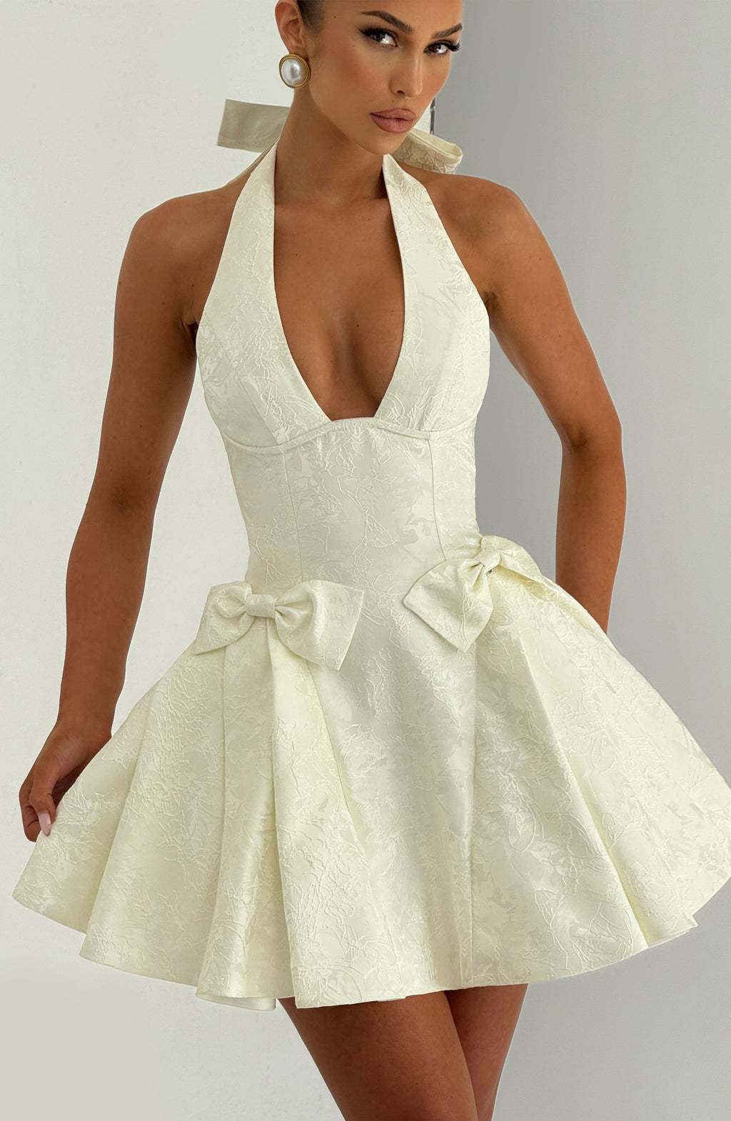 Jocelyn Mini Elbise – Ekru