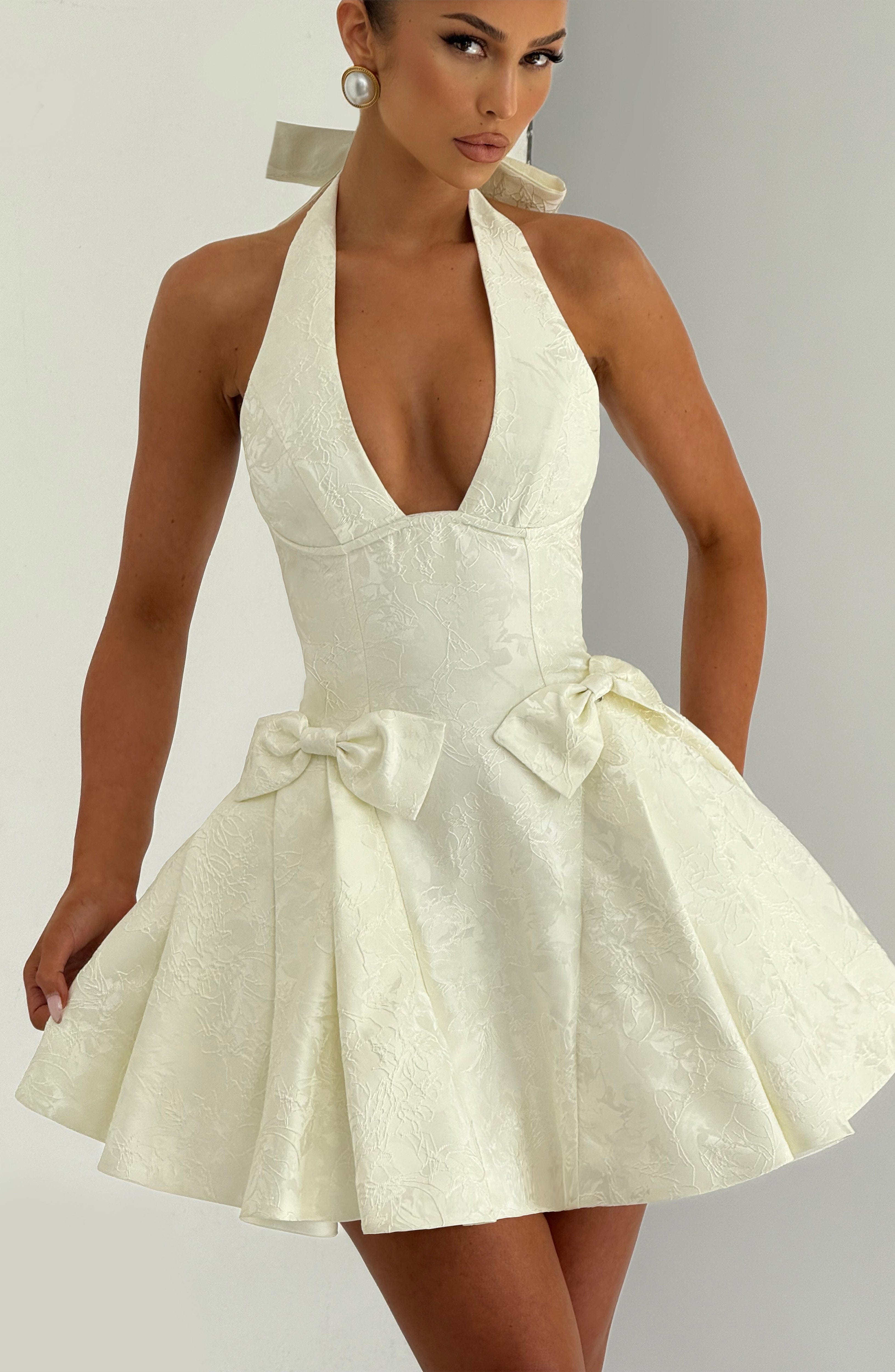 Jocelyn Mini Elbise – Ekru