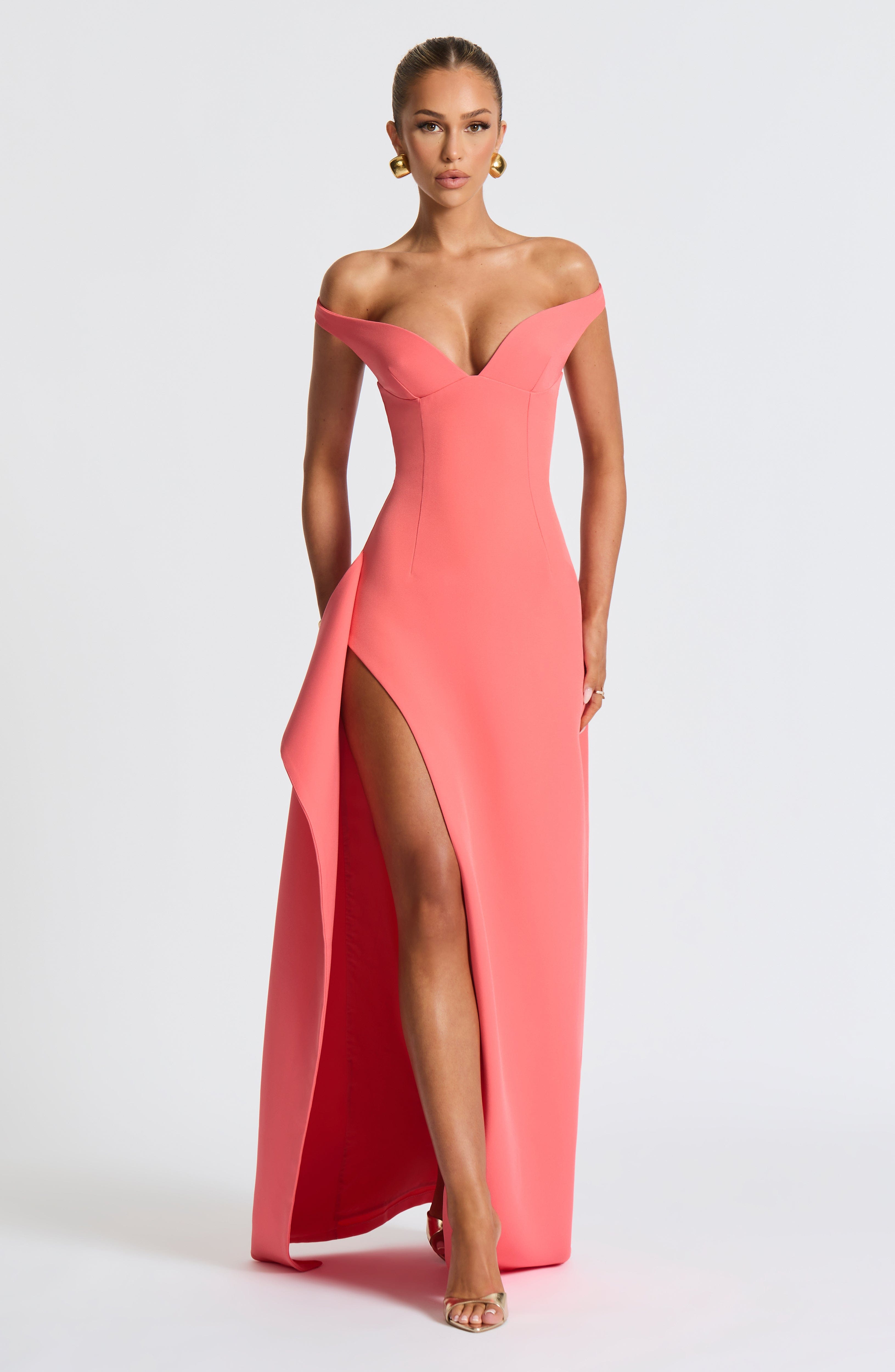 Khalesia Maxi Elbise – Coral Pembe