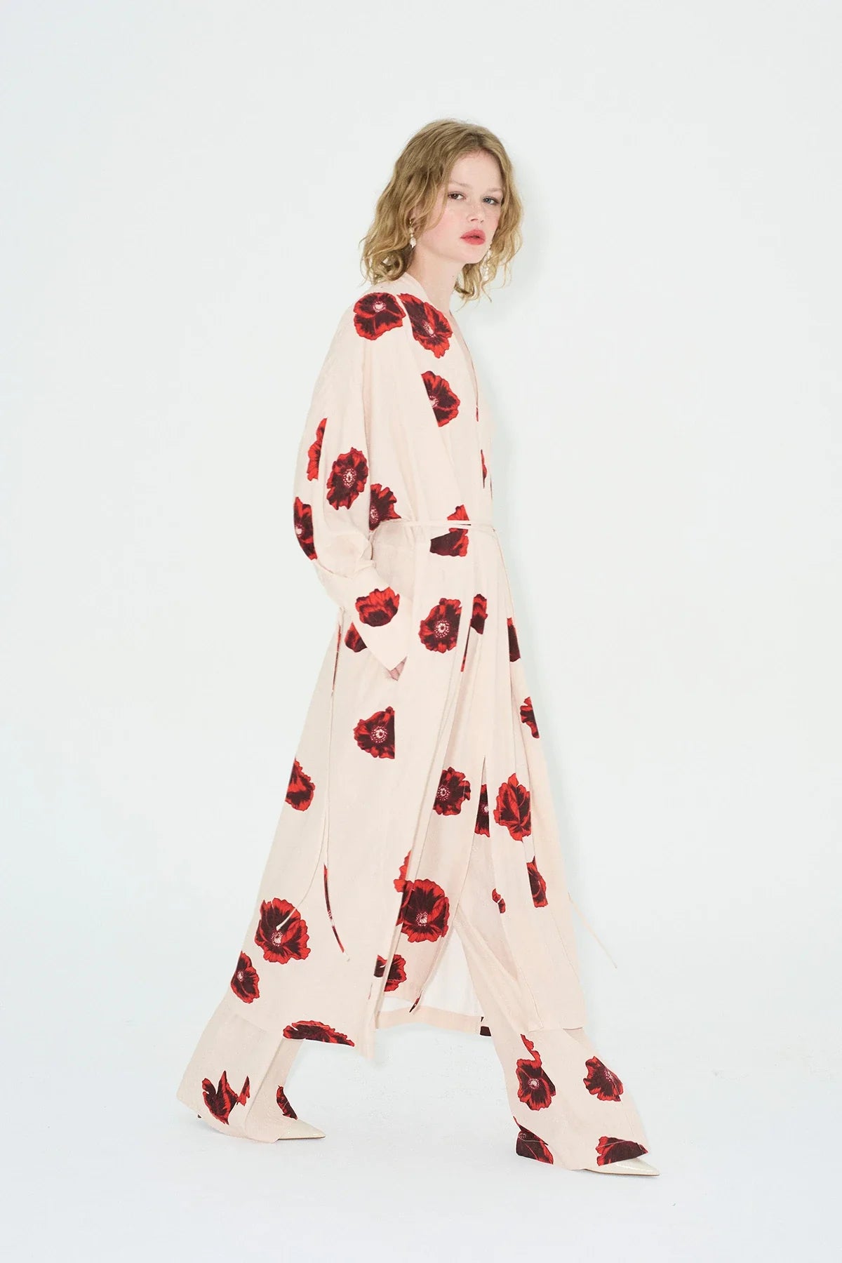 Crimson Bloom Kimono Set