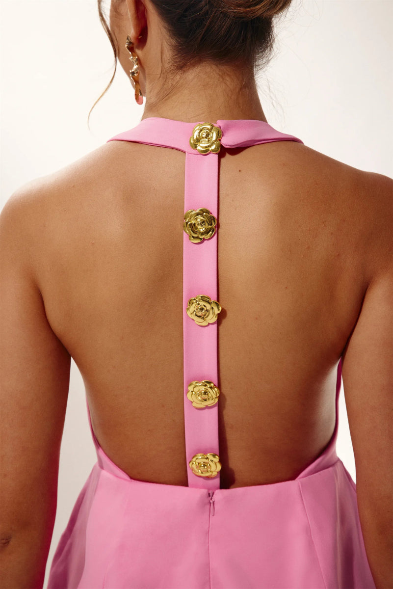 Rebecca Halter Sırtı Açık Mini Elbise