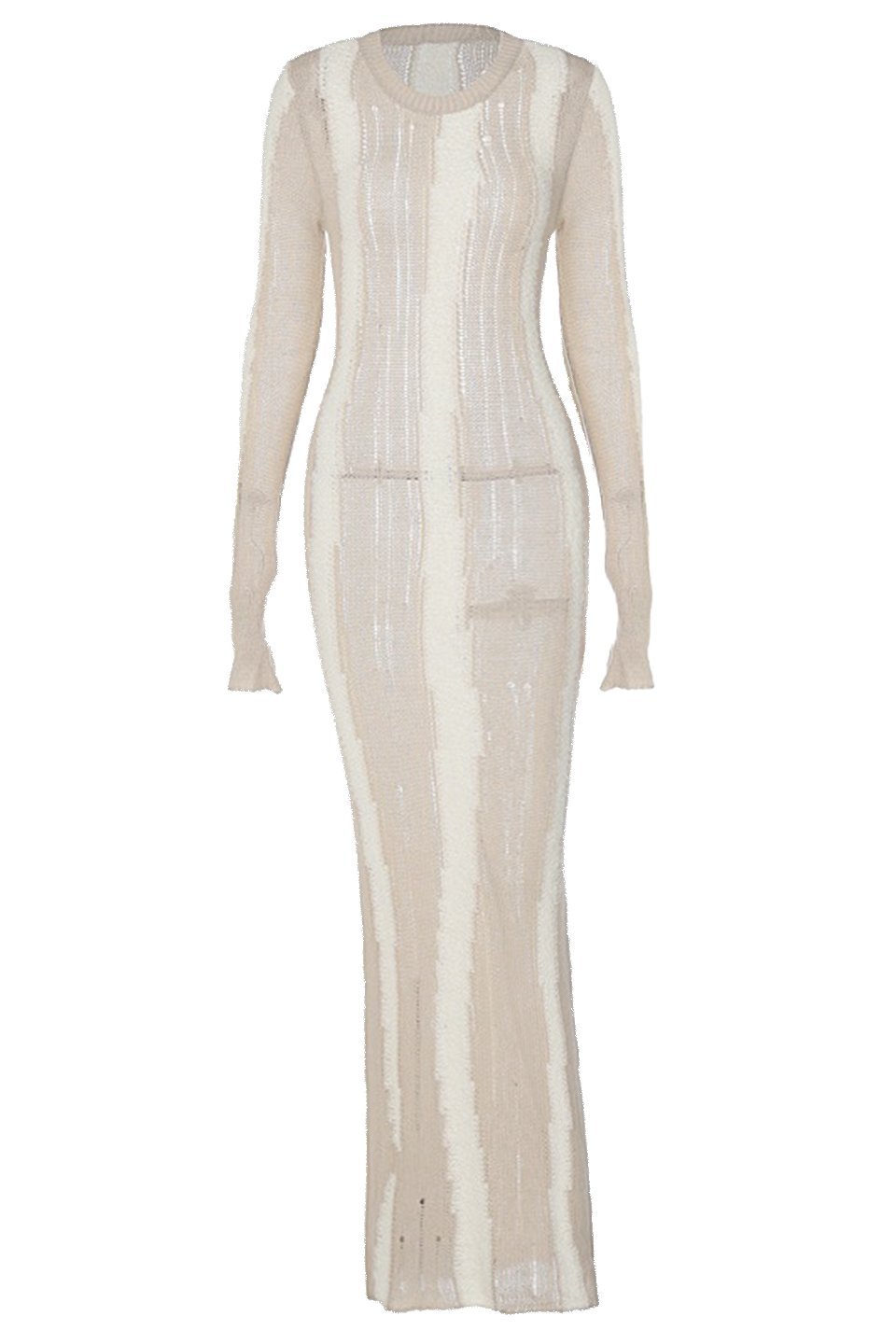 Ruth Splicing Dokulu Örgü Uzun Elbise