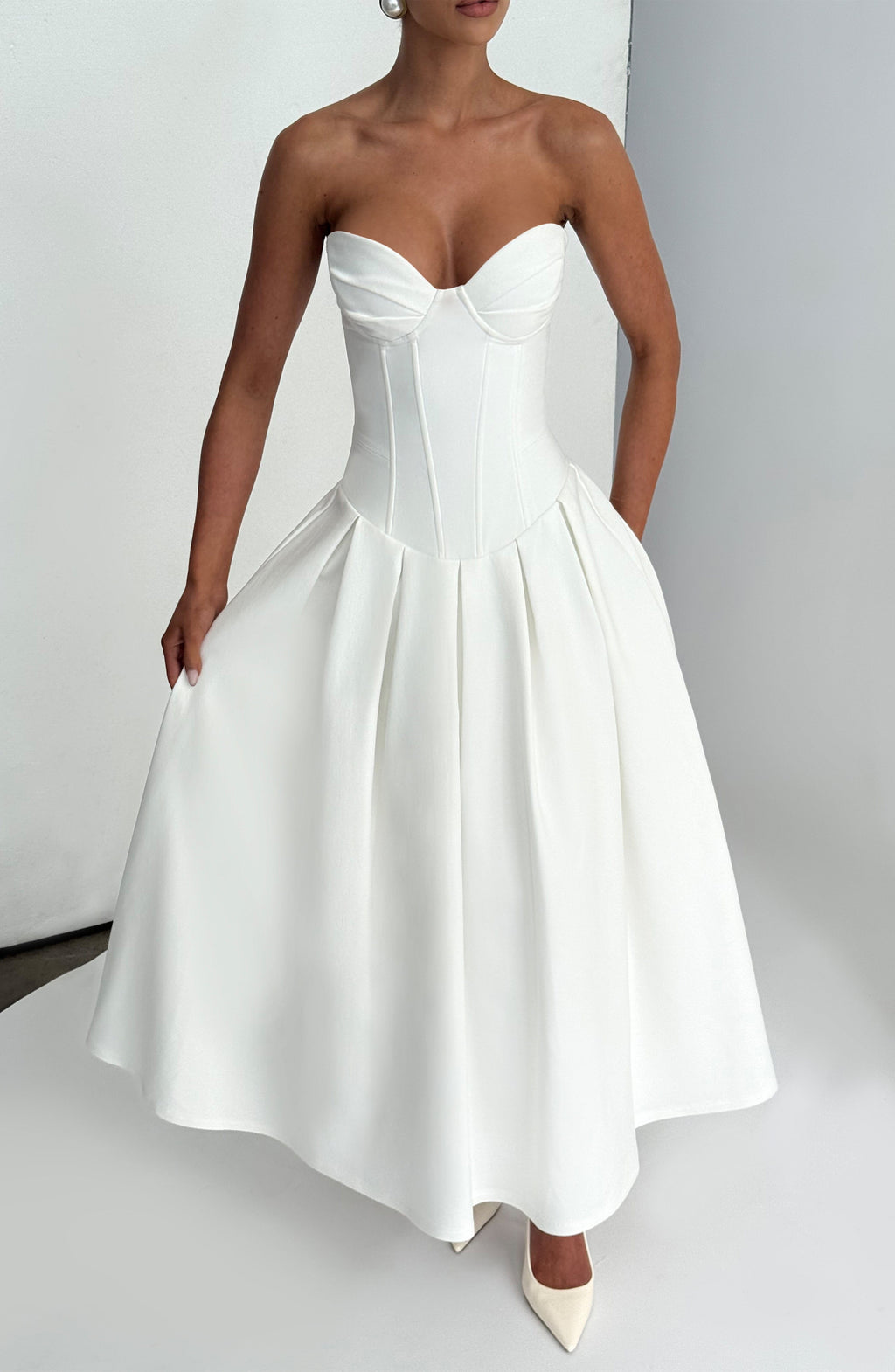 Salma Midi Elbise - Ivory