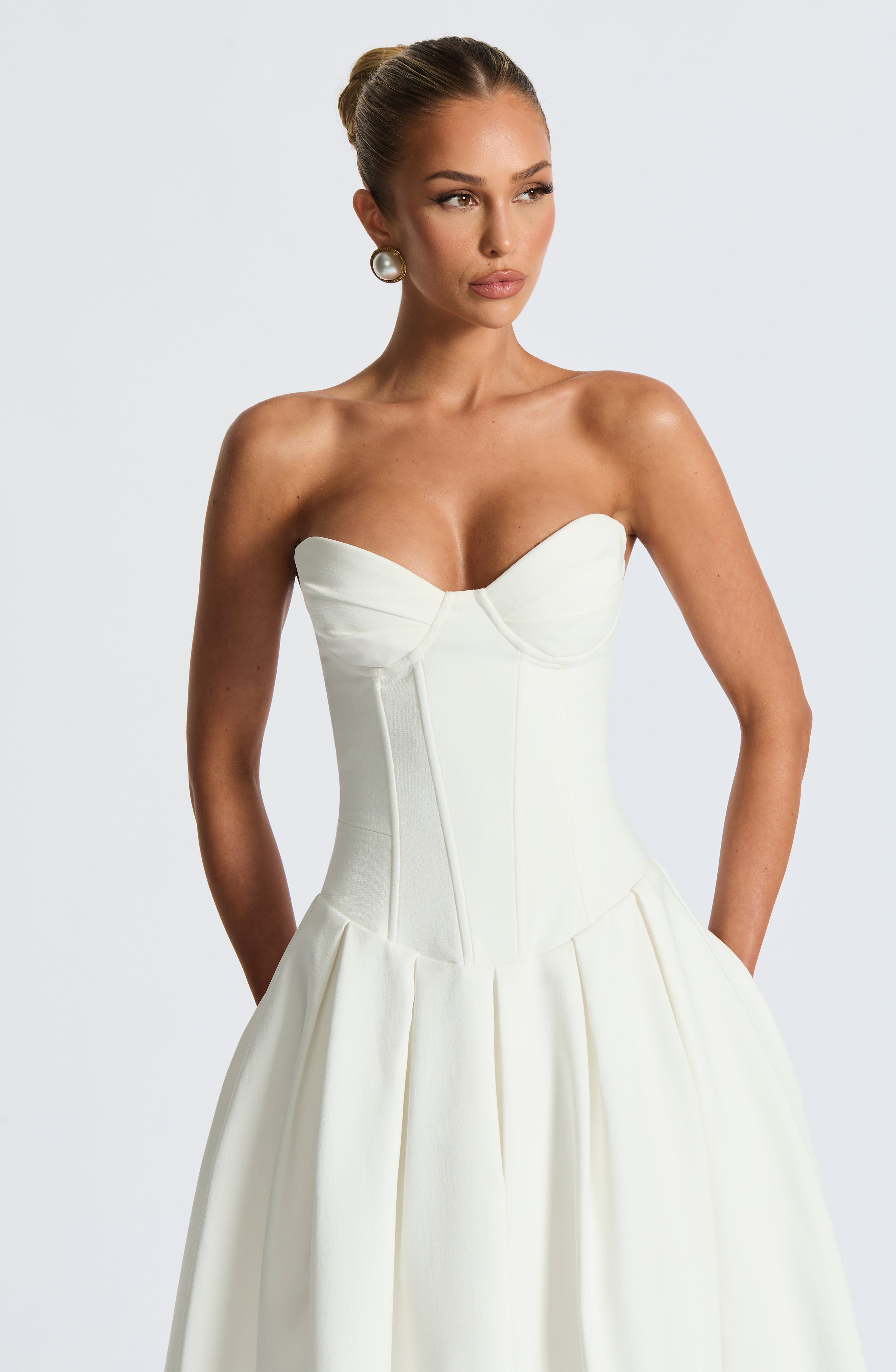 Salma Midi Elbise - Ivory