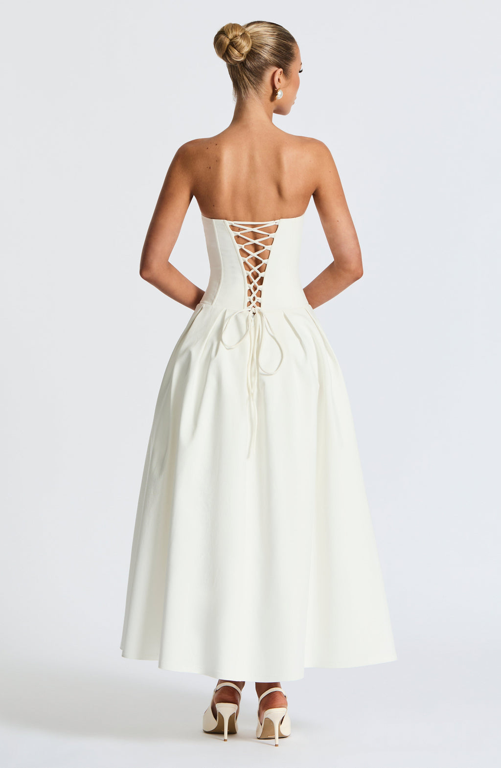 Salma Midi Elbise - Ivory