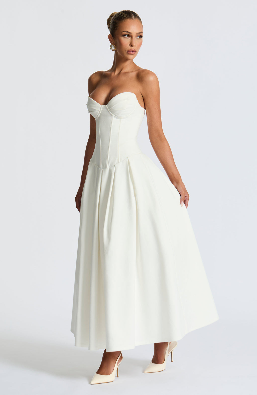 Salma Midi Elbise - Ivory