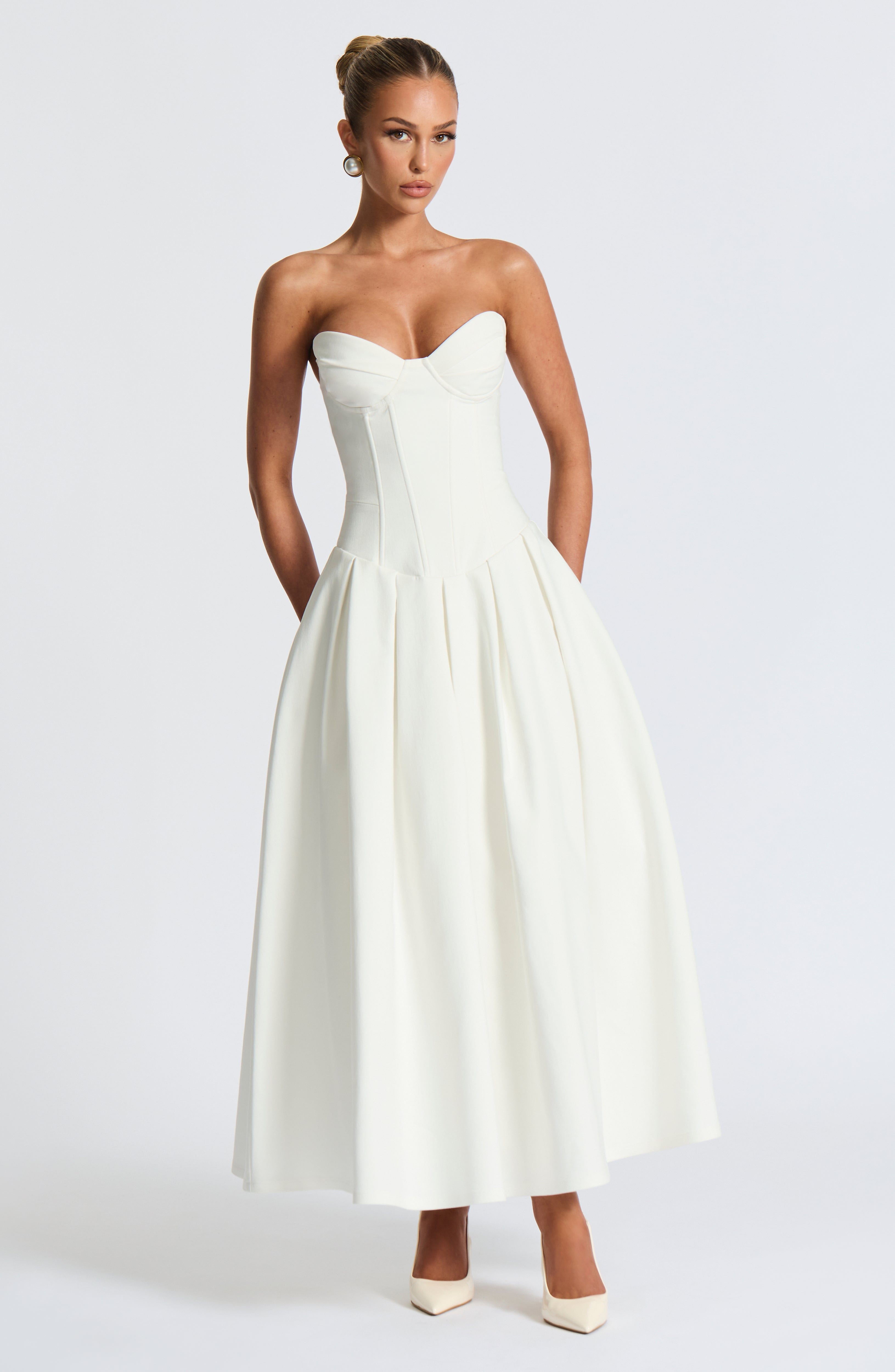 Salma Midi Elbise - Ivory