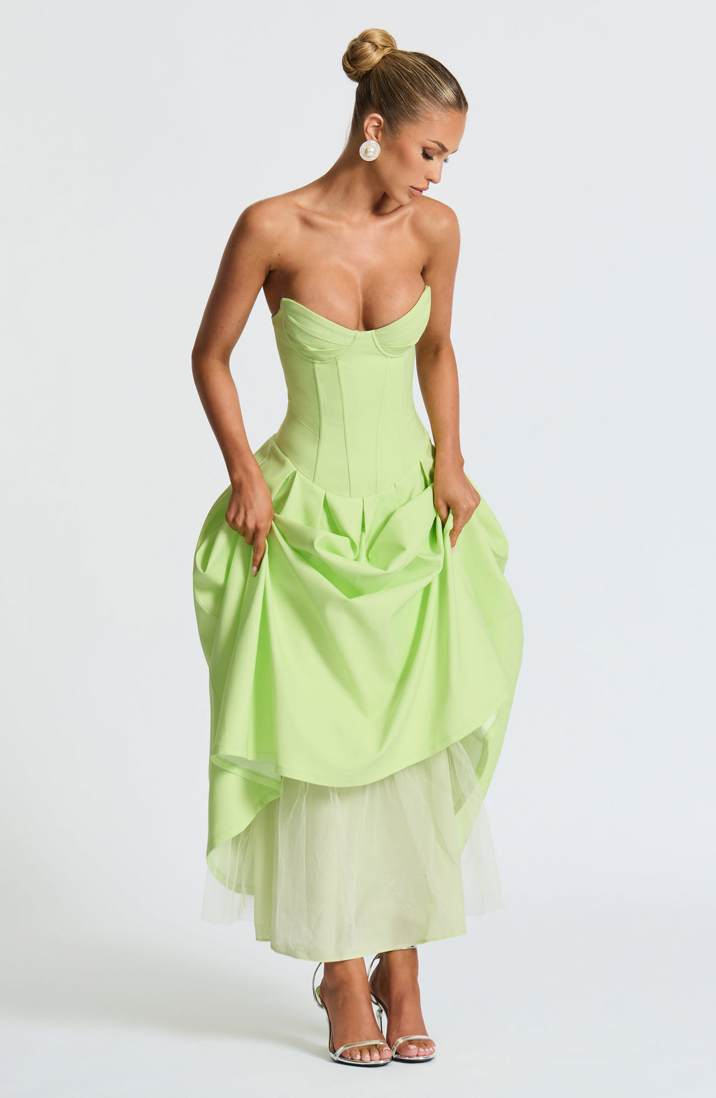 Salma Midi Elbise – Lime Yeşili