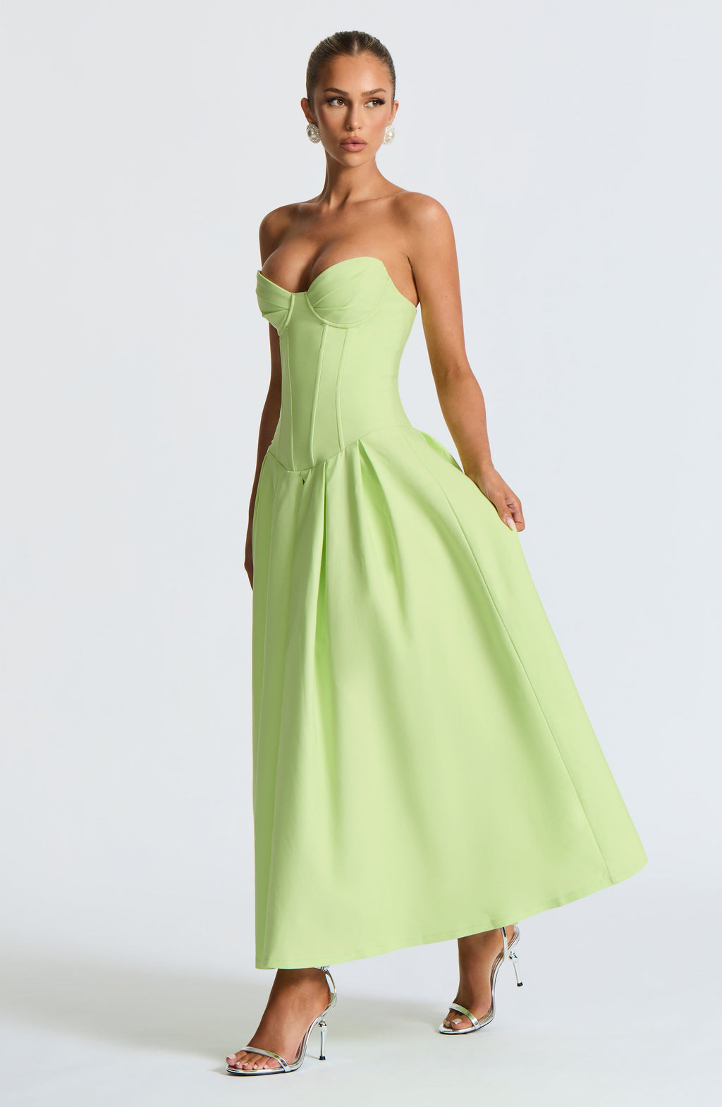 Salma Midi Elbise – Lime Yeşili