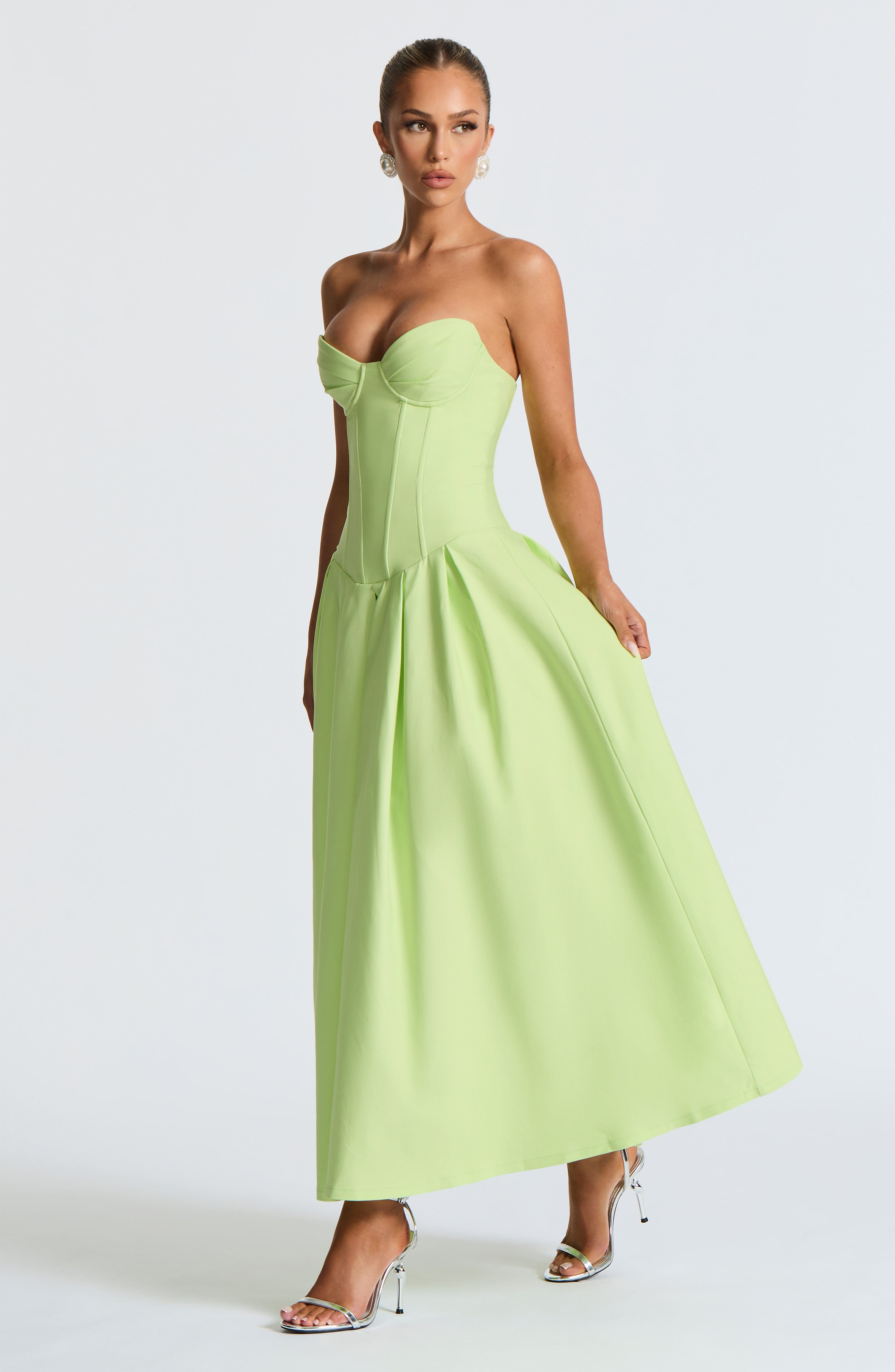 Salma Midi Elbise – Lime Yeşili