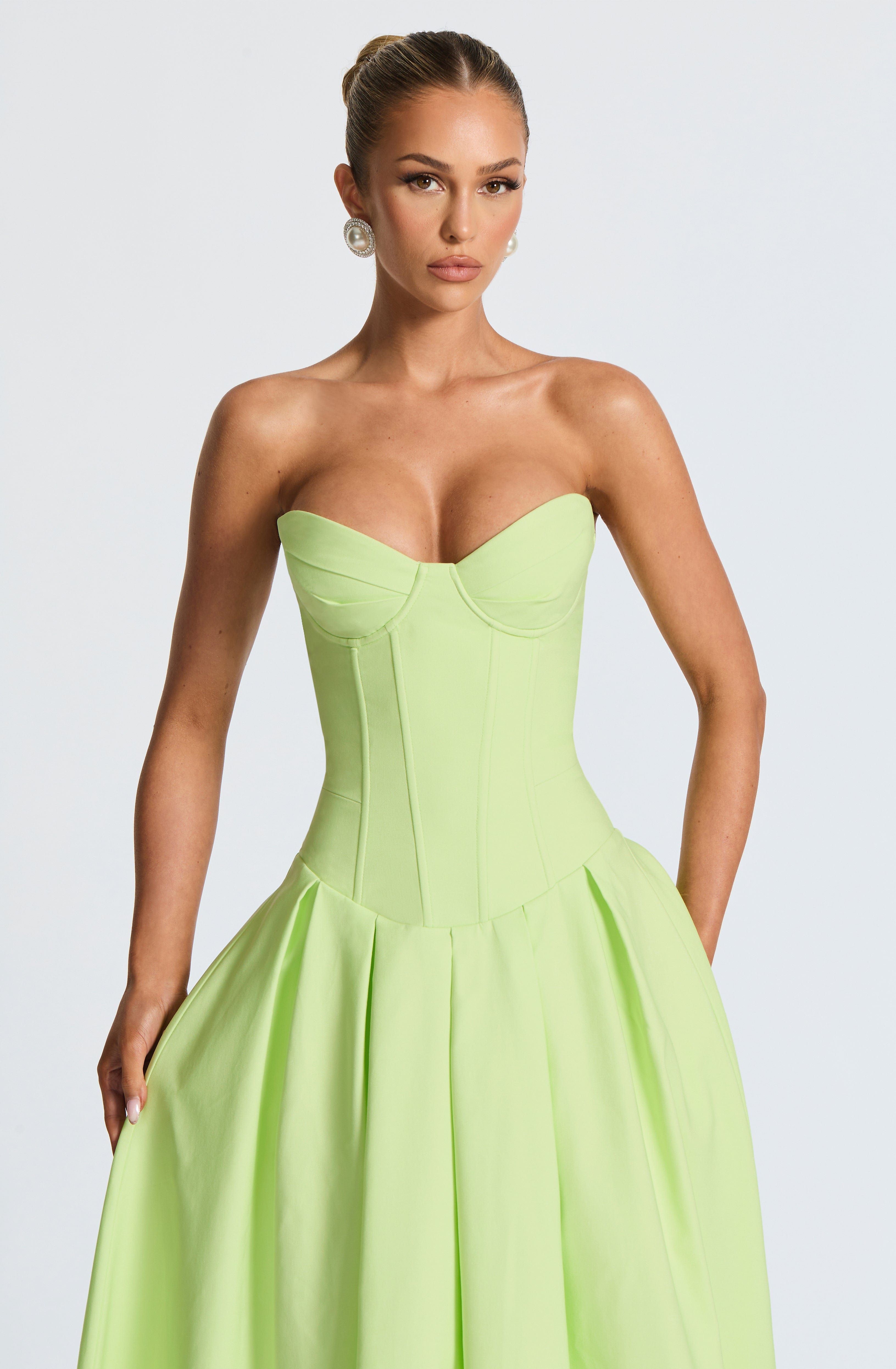 Salma Midi Elbise – Lime Yeşili