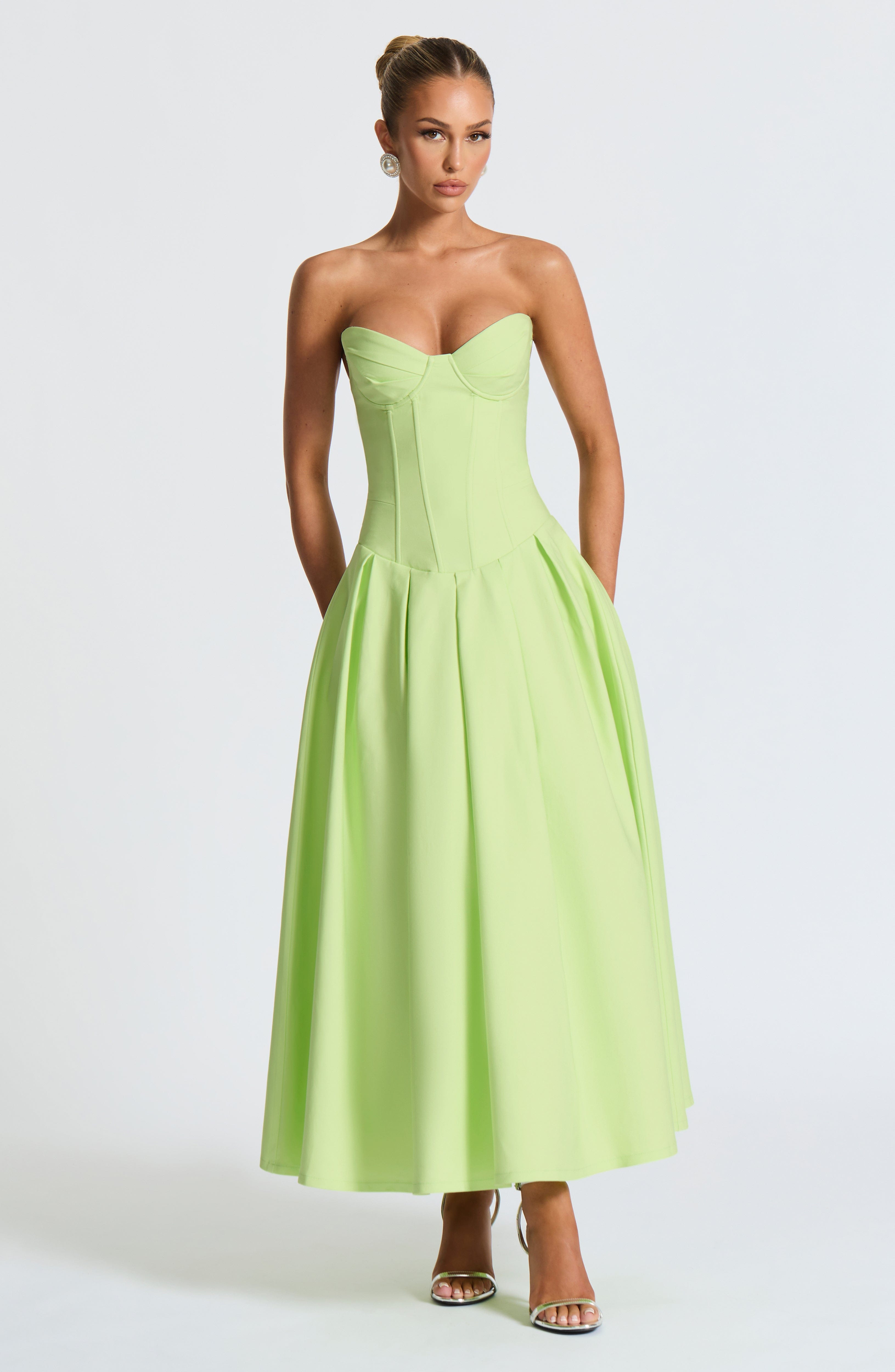 Salma Midi Elbise – Lime Yeşili