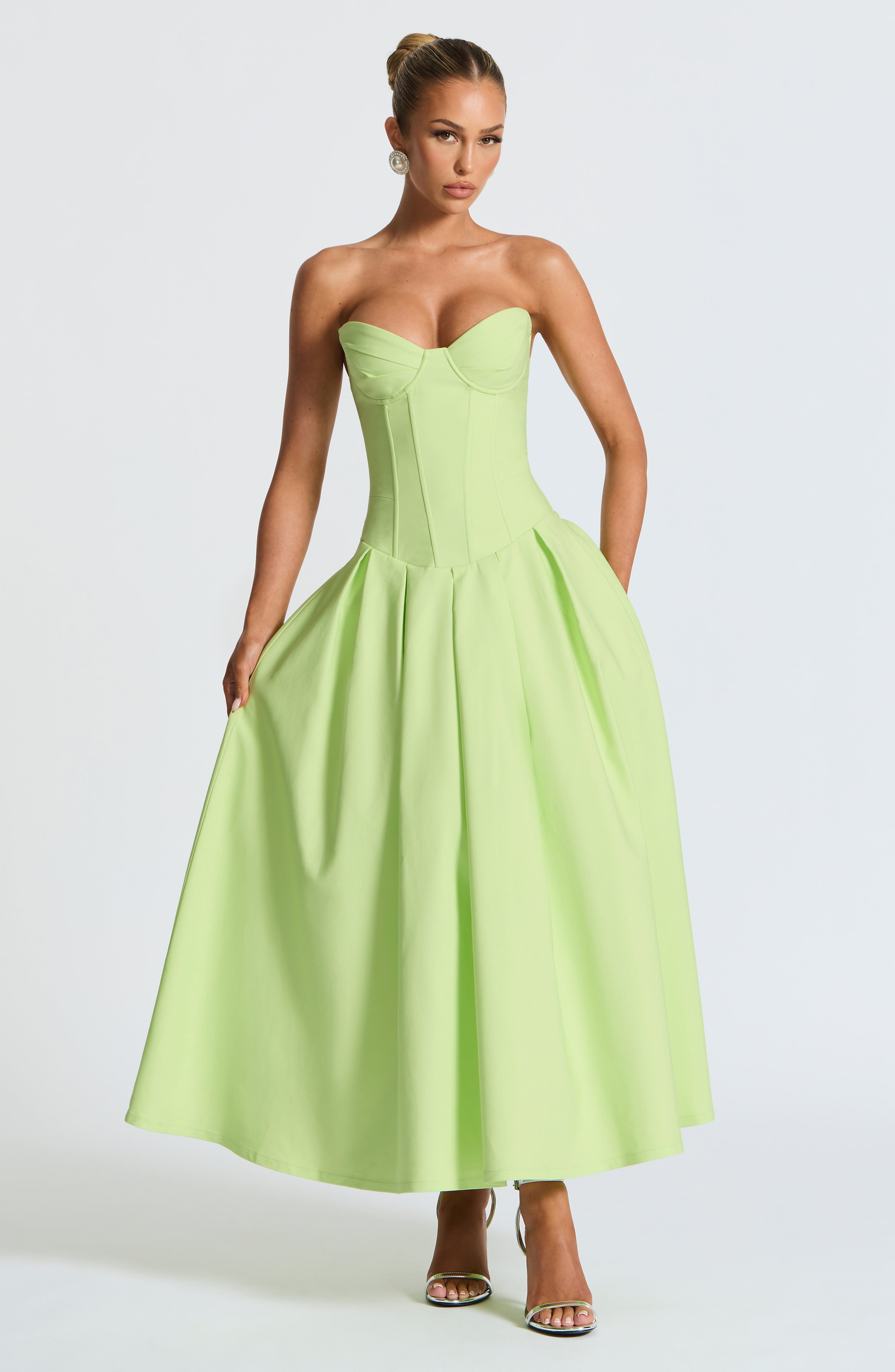 Salma Midi Elbise – Lime Yeşili