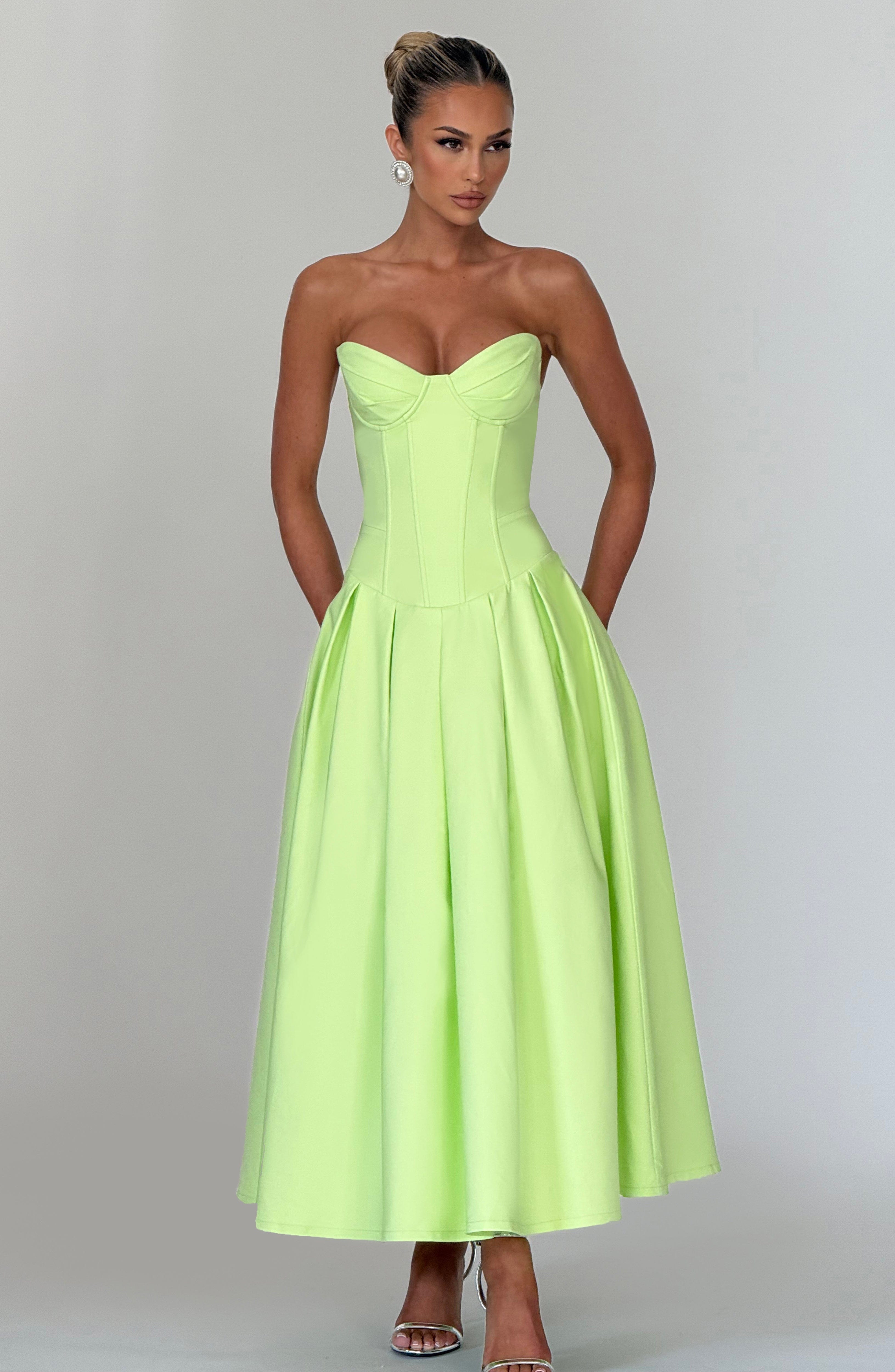 Salma Midi Elbise – Lime Yeşili