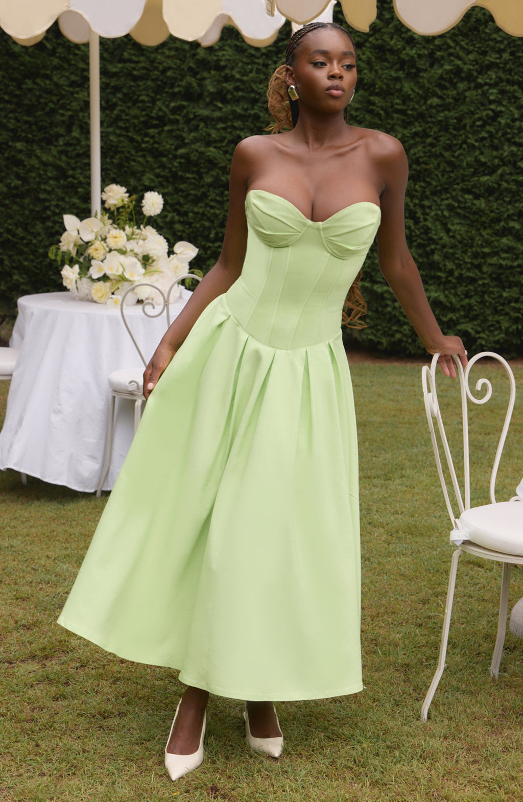 Salma Midi Elbise – Lime Yeşili