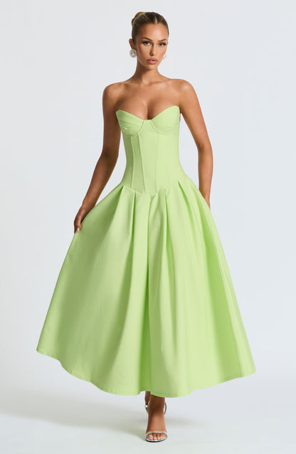 Salma Midi Elbise – Lime Yeşili