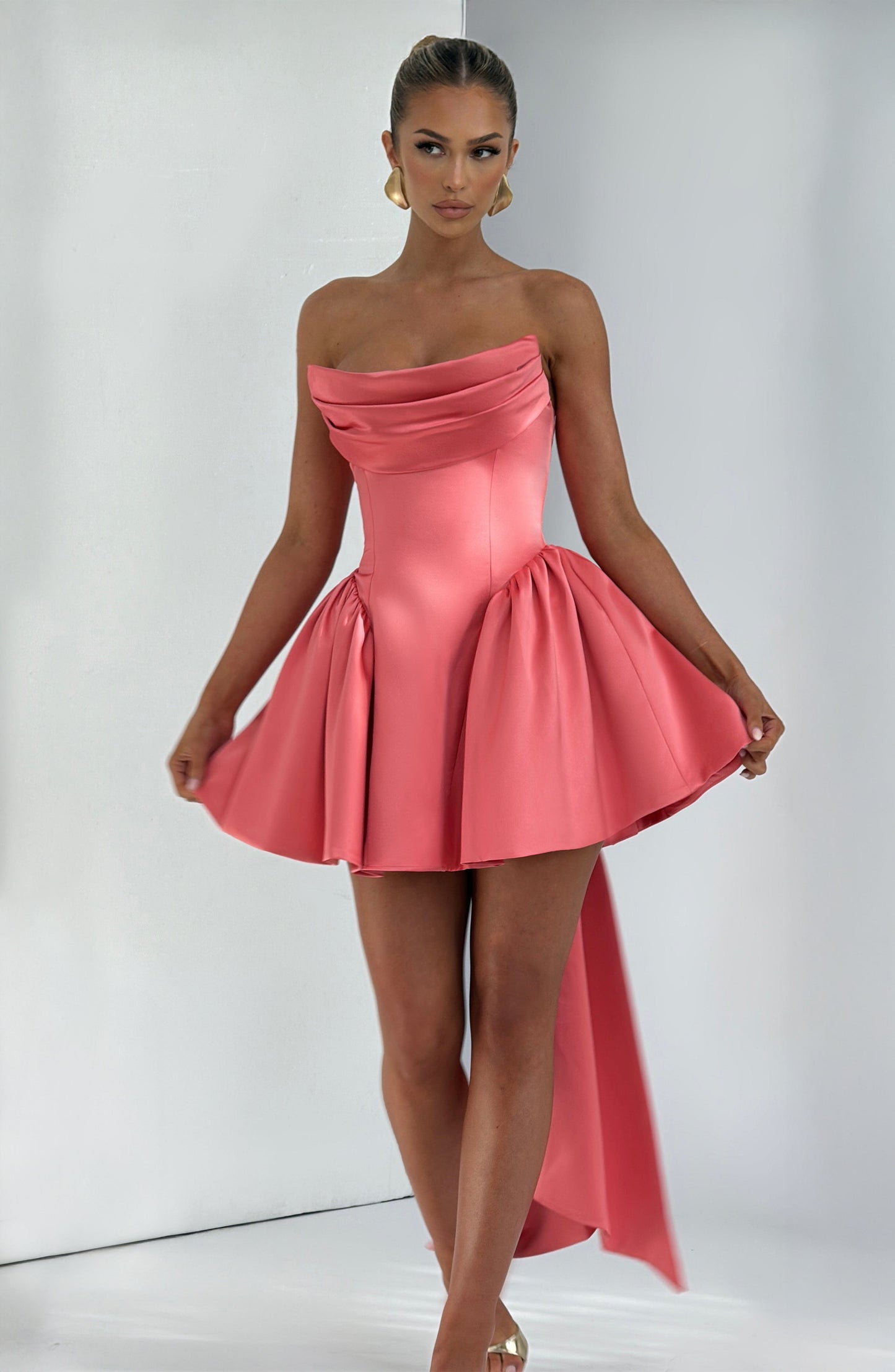 Trinity Mini Elbise – Coral Pembe