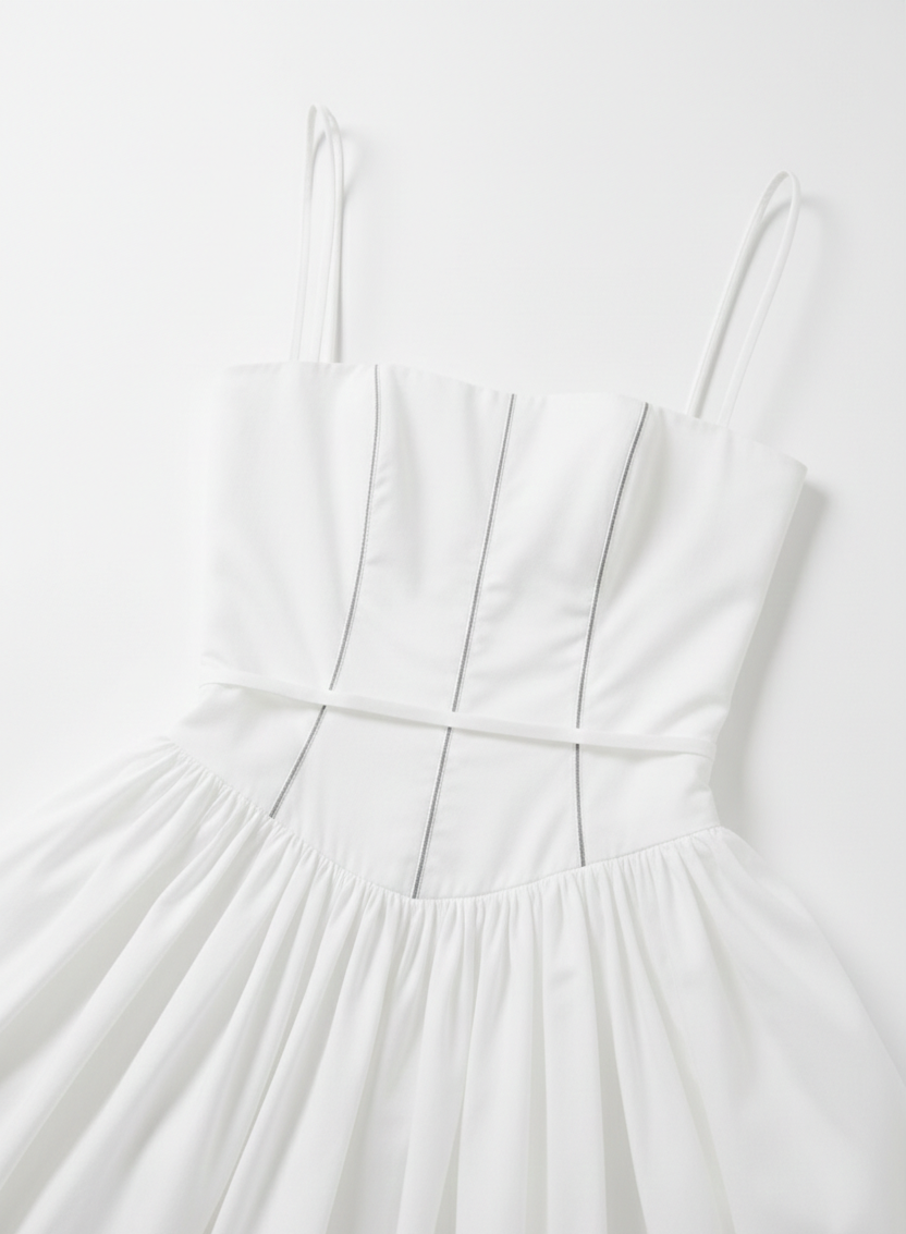 Saf Bir Yaz Sessizliği – Korsajlı Midi Elbise